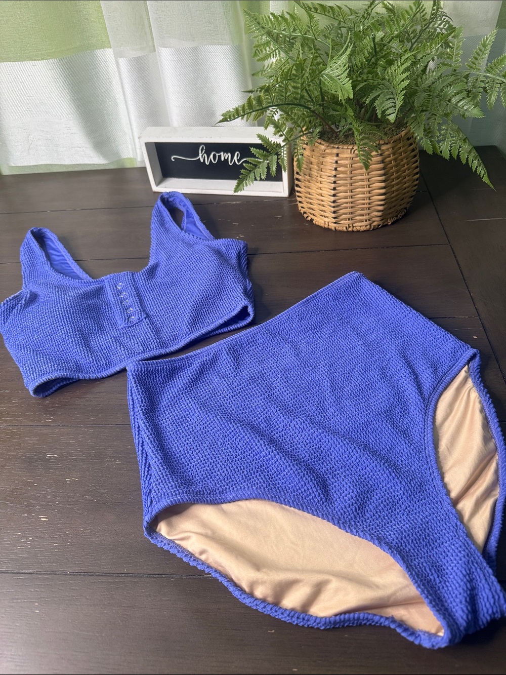 High-Waist Purple Textured Women’s Swim Set
